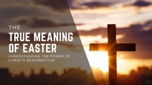 a cross with the sun shining through it and the words true meaning of Easter