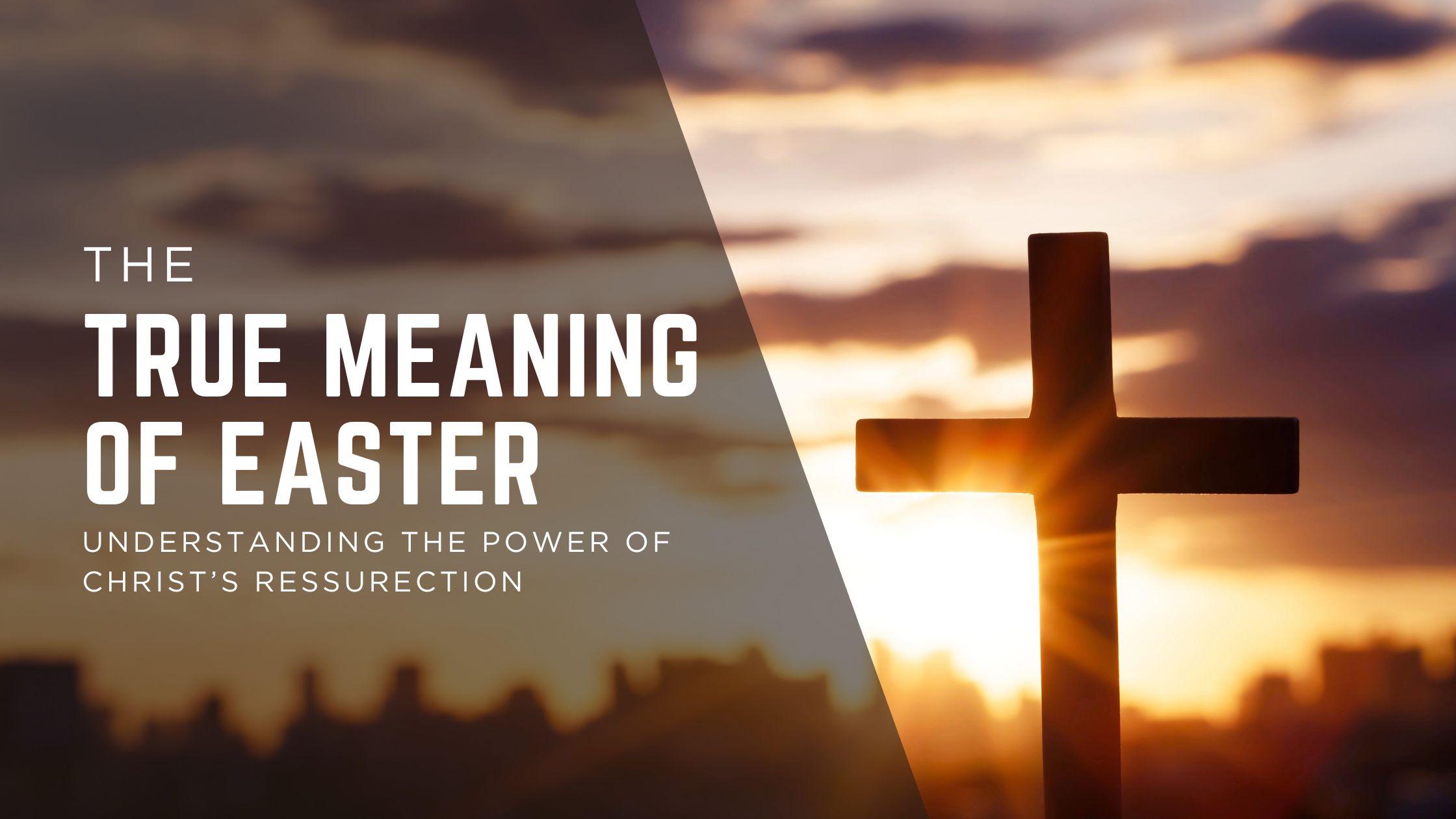 a cross with the sun shining through it and the words true meaning of Easter